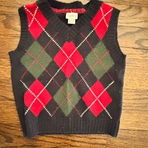 Italian Cashmere Argyle Knit Boy Vest